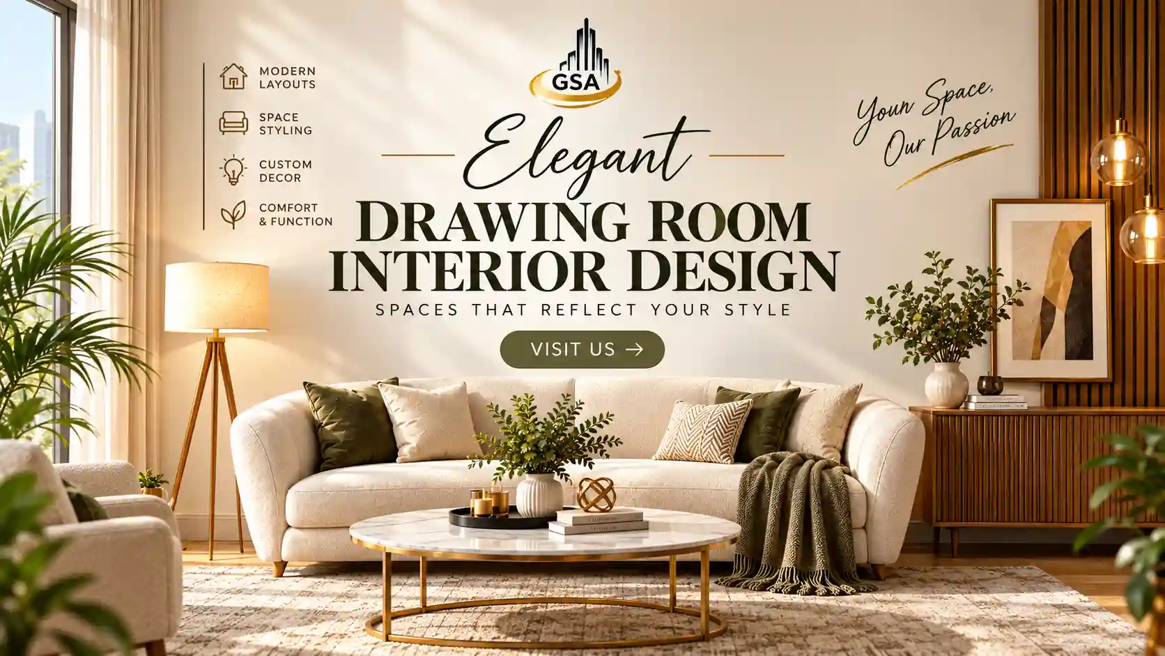 Drawing room interior design in Delhi NCR
