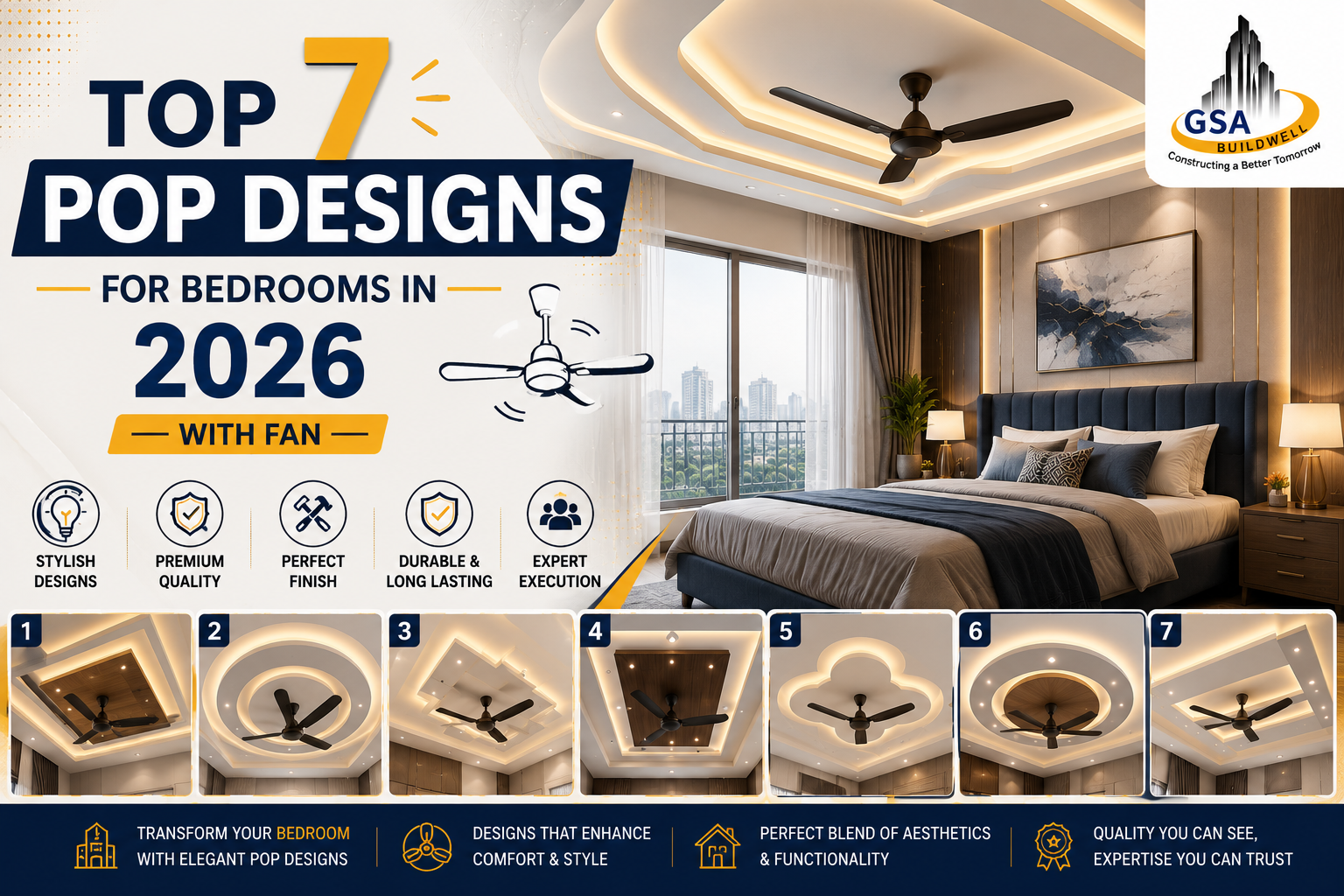 Top 7 pop Designs for bedrooms in 2026 with Fan